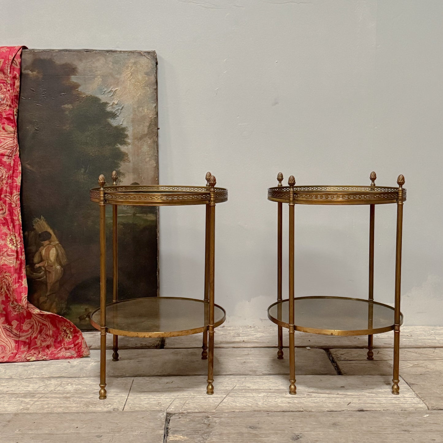 A Pair of Mid Century Maison Baguès Mirrored Side Tables