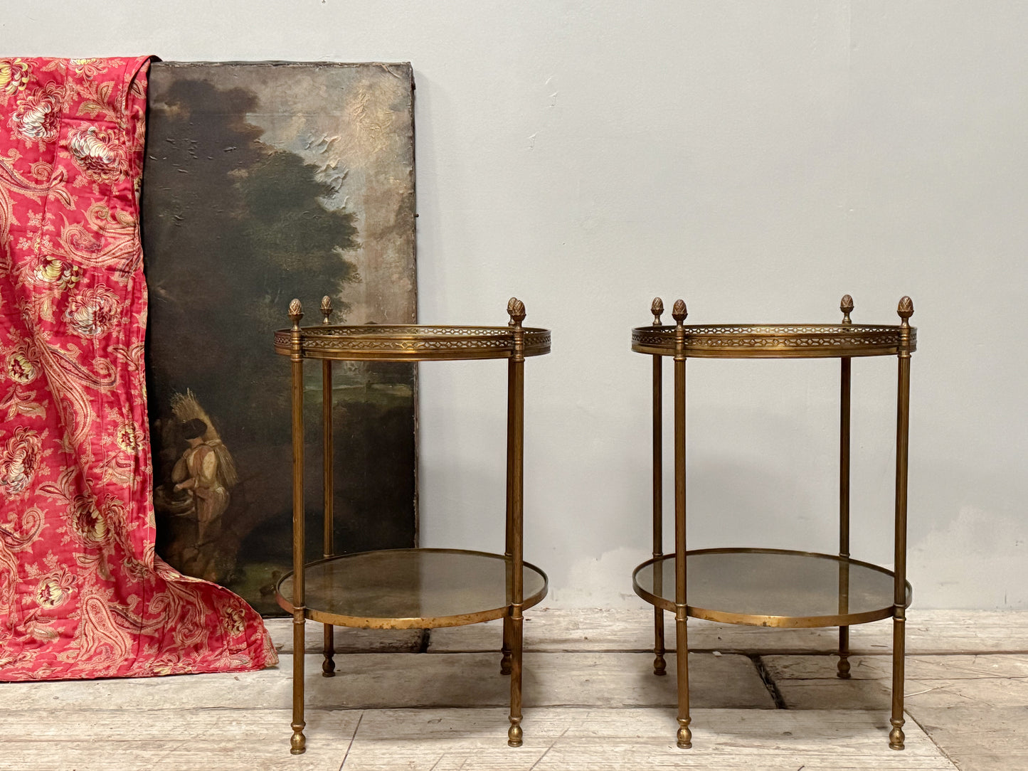 A Pair of Mid Century Maison Baguès Mirrored Side Tables