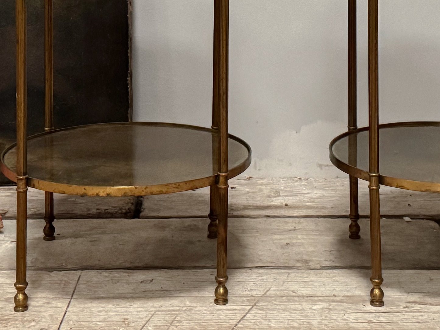 A Pair of Mid Century Maison Baguès Mirrored Side Tables