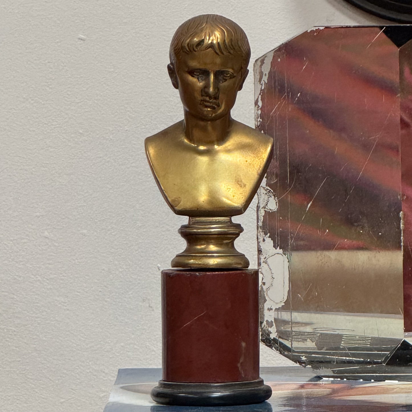 A Mid 19th Century Brass Bust of Augustus Caesar