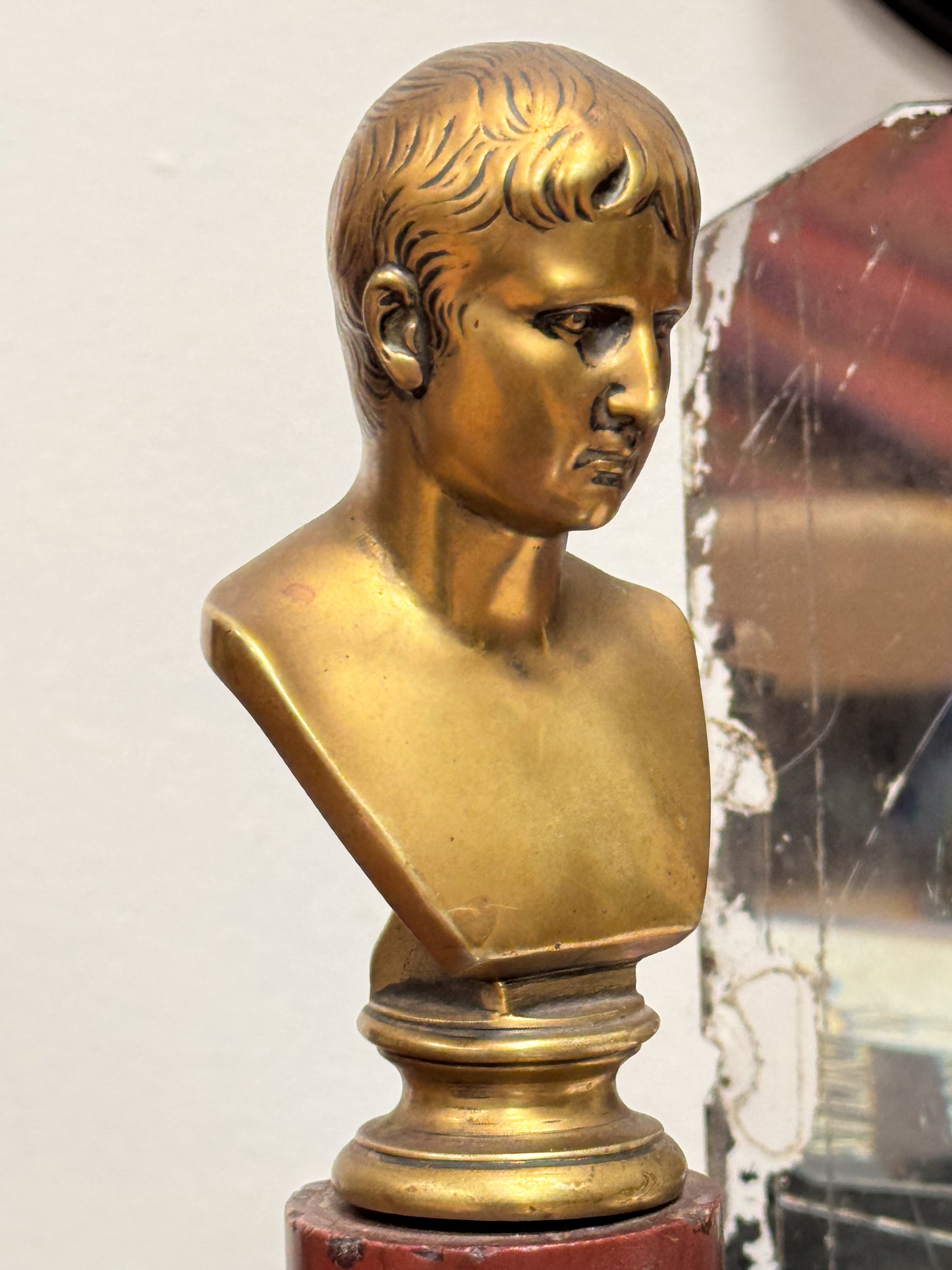 A Mid 19th Century Brass Bust of Augustus Caesar