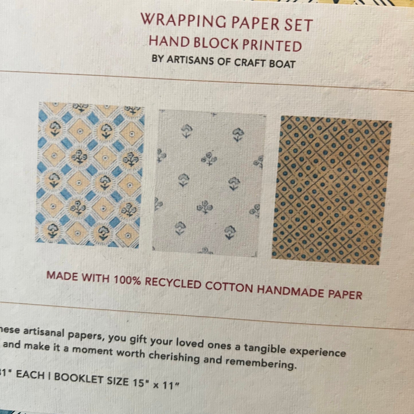 Block Printed Wrapping Paper Set - Blue