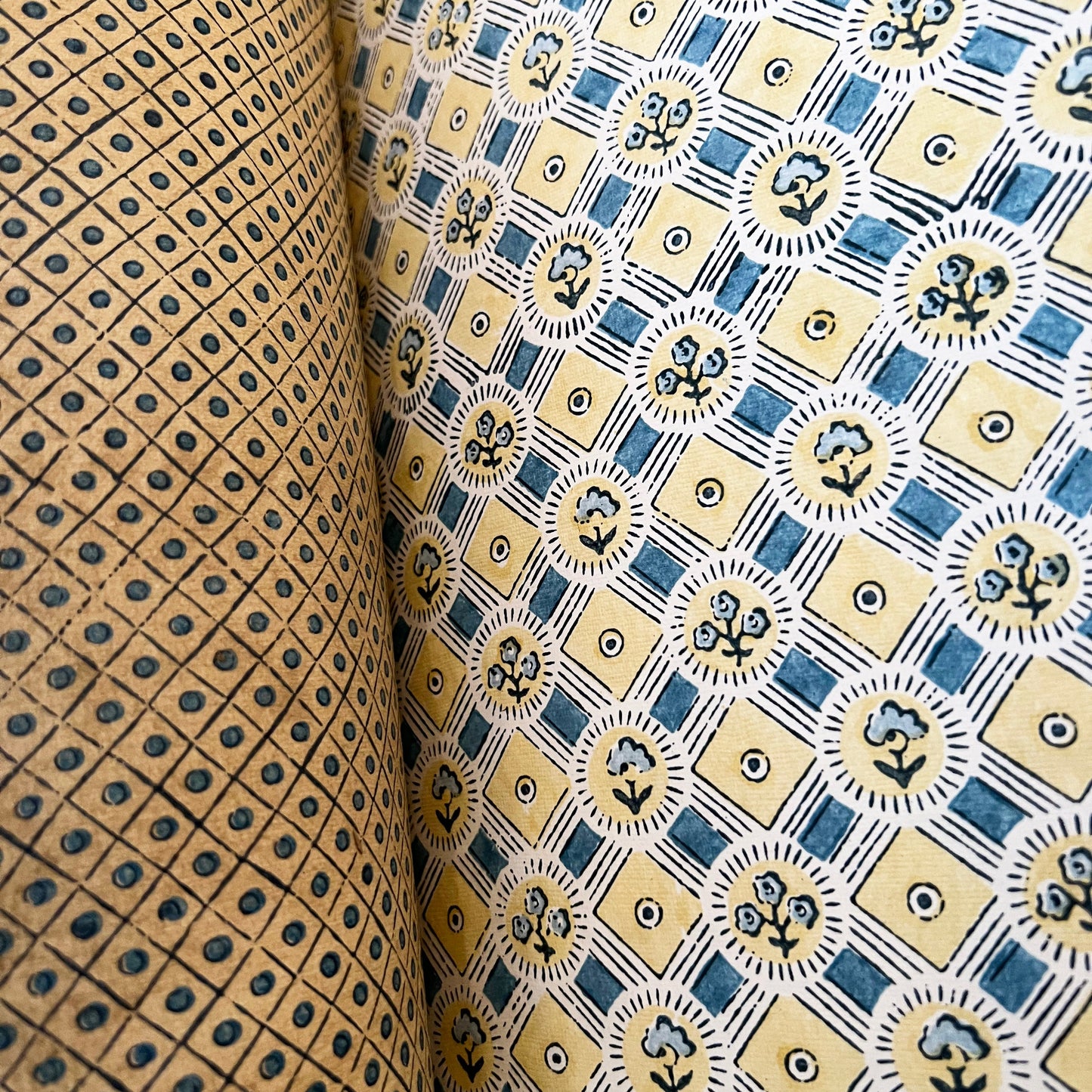 Block Printed Wrapping Paper Set - Blue