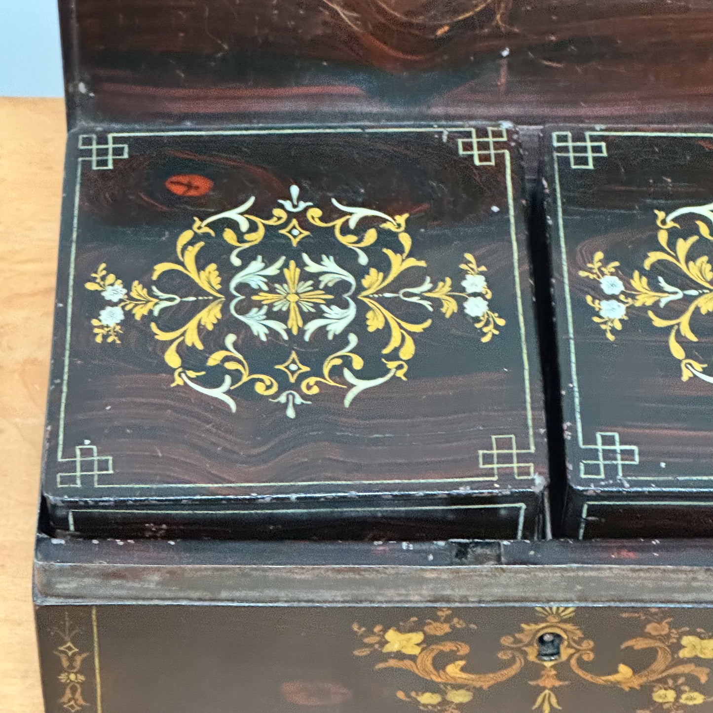 A Rare Toleware Tea Caddy