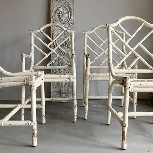 A Set of Six Mid Century Faux Bamboo Chairs