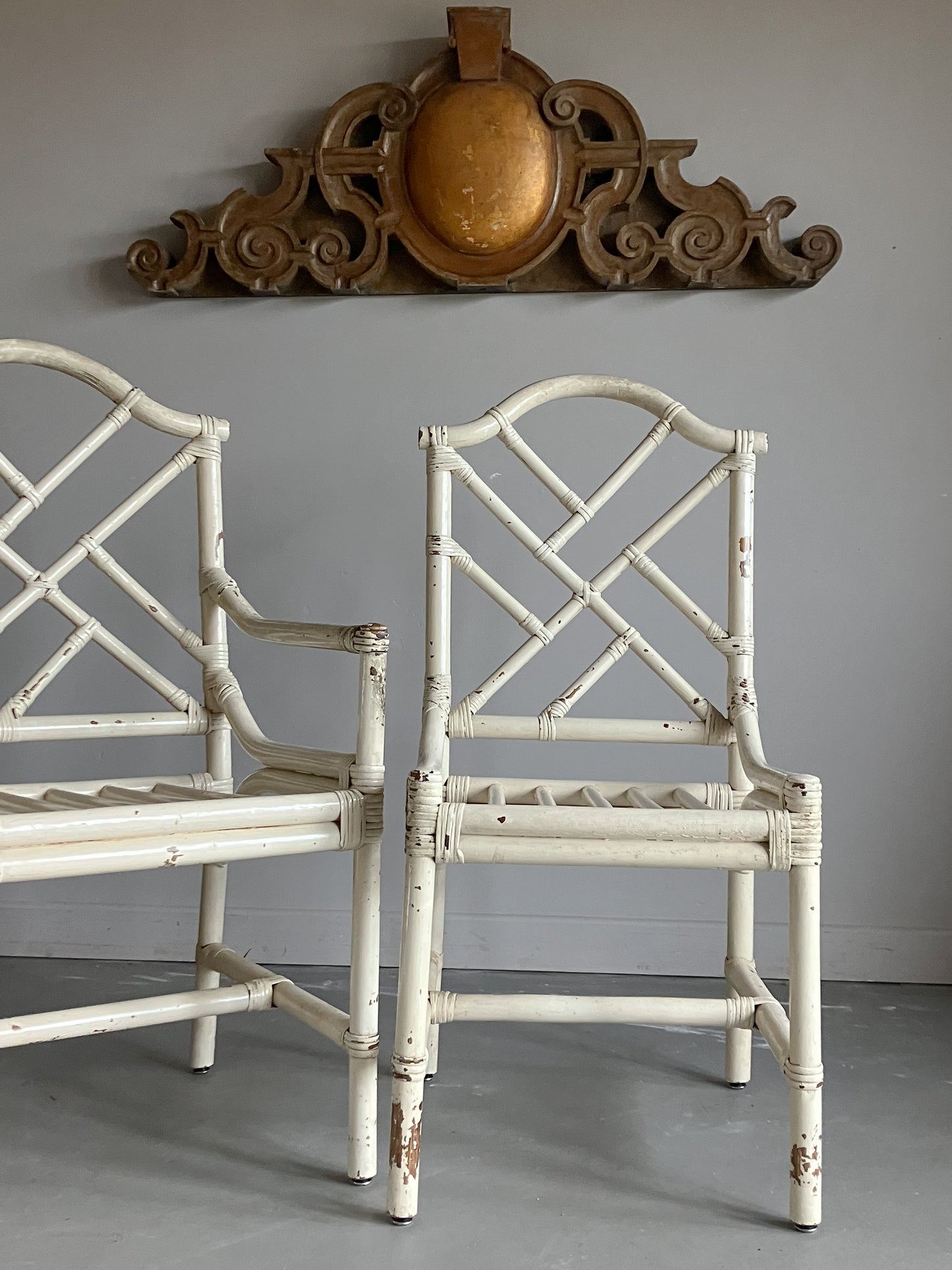 A Set of Six Mid Century Faux Bamboo Chairs