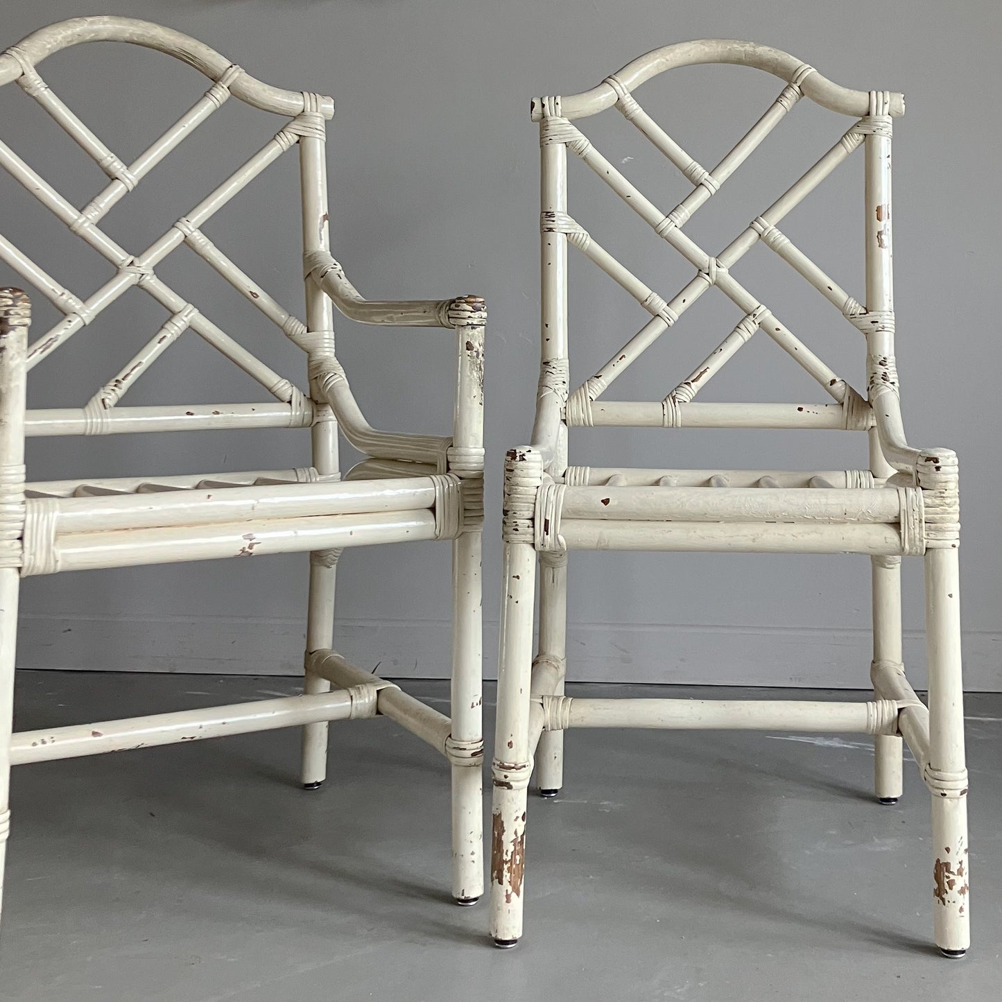 A Set of Six Mid Century Faux Bamboo Chairs