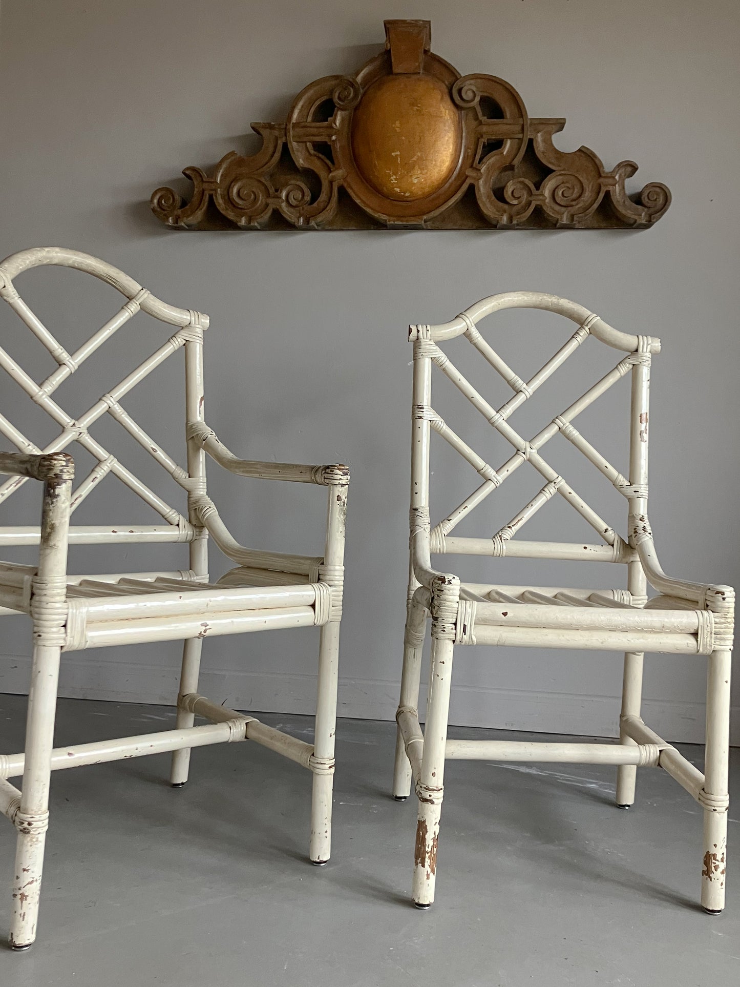 A Set of Six Mid Century Faux Bamboo Chairs