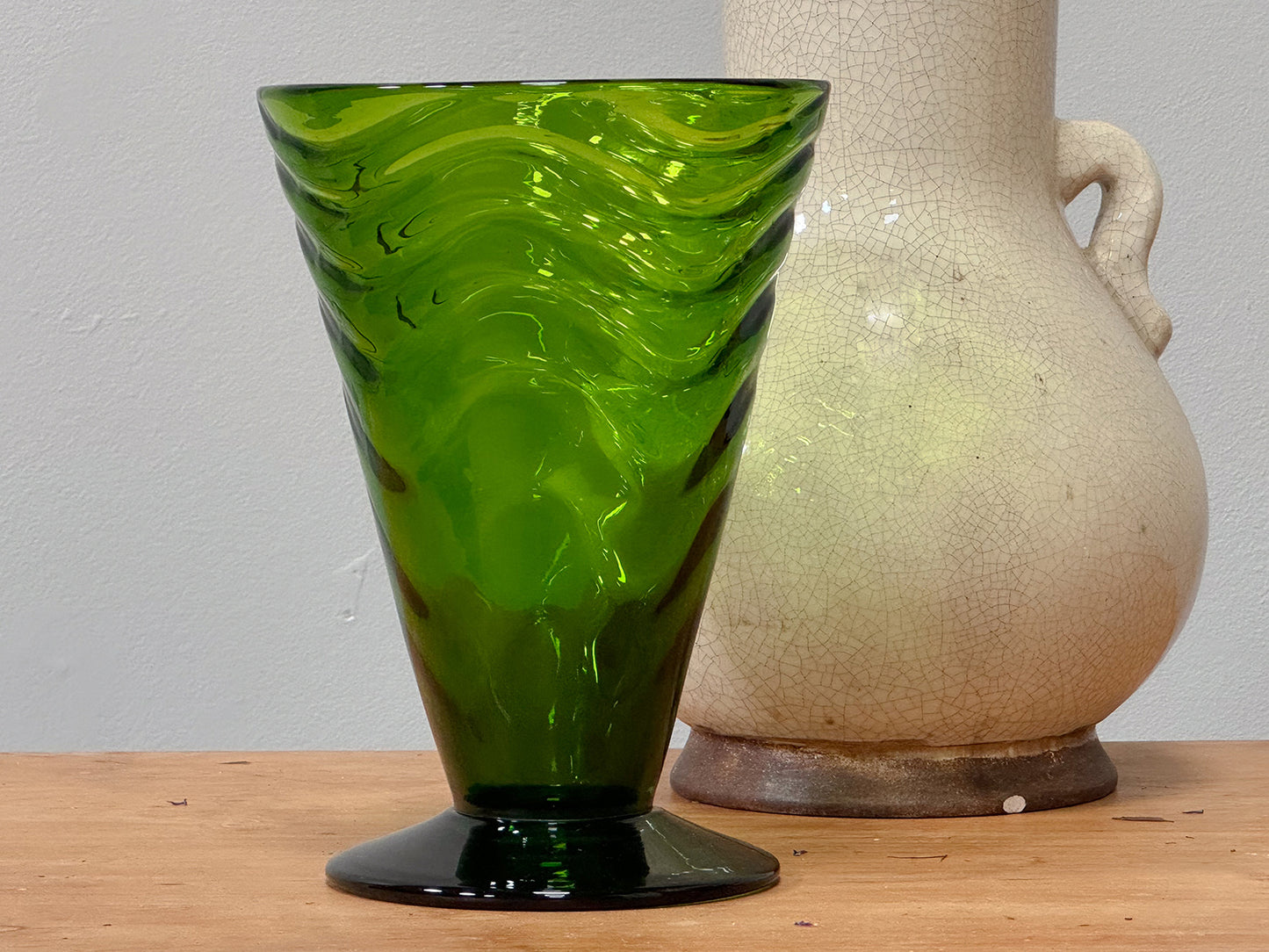 A White Friars Green Glass Vase