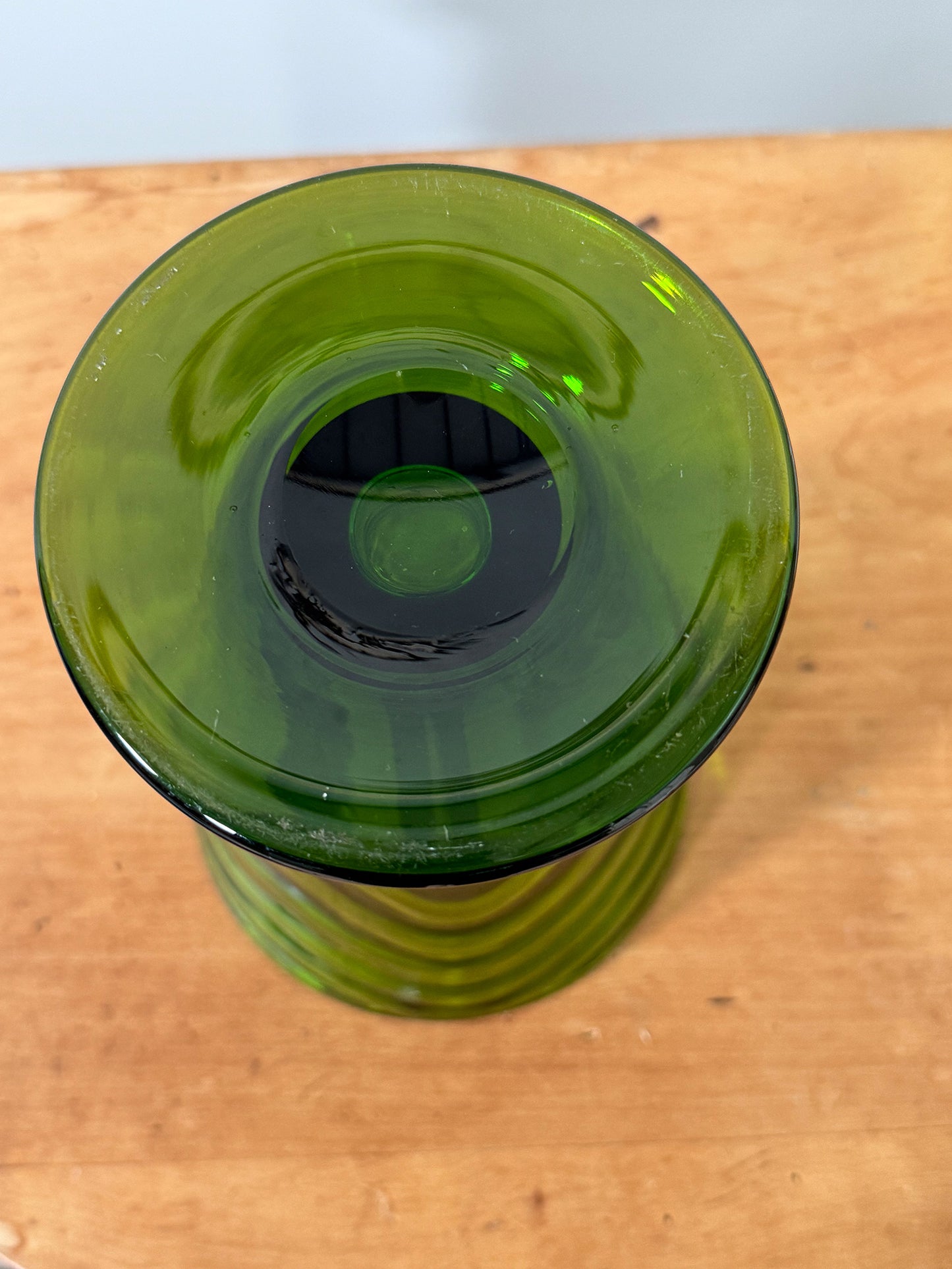 A White Friars Green Glass Vase