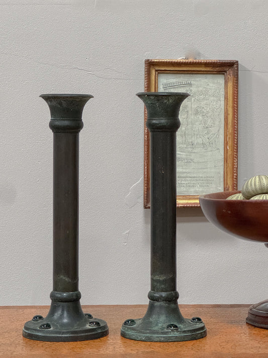 A Pair of Arts & Crafts Copper Candlesticks