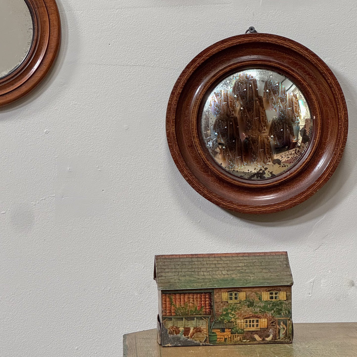 A Late 19th Century Mahogany Convex Mirror