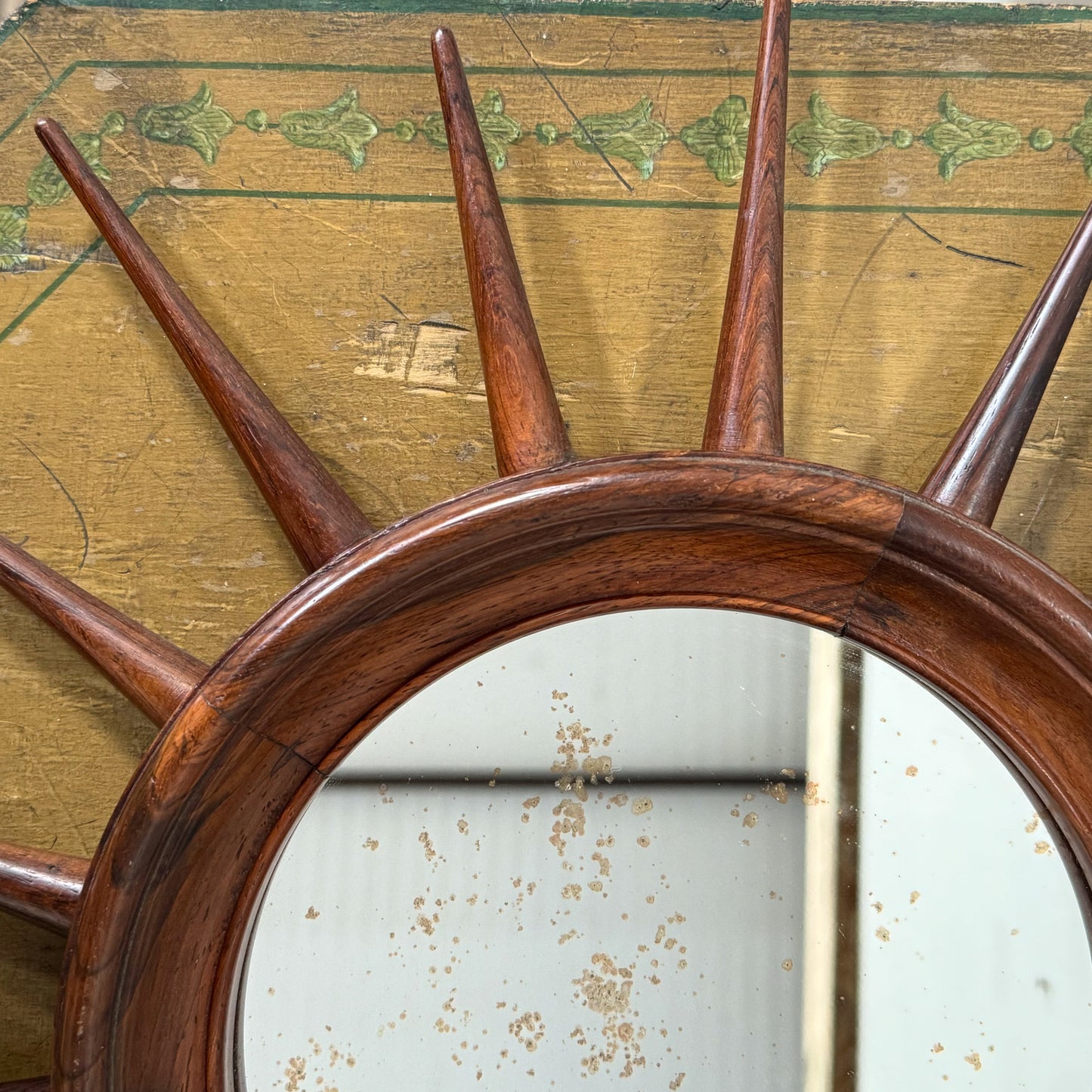 An Early 20th Century Mahogany Sunburst Mirror