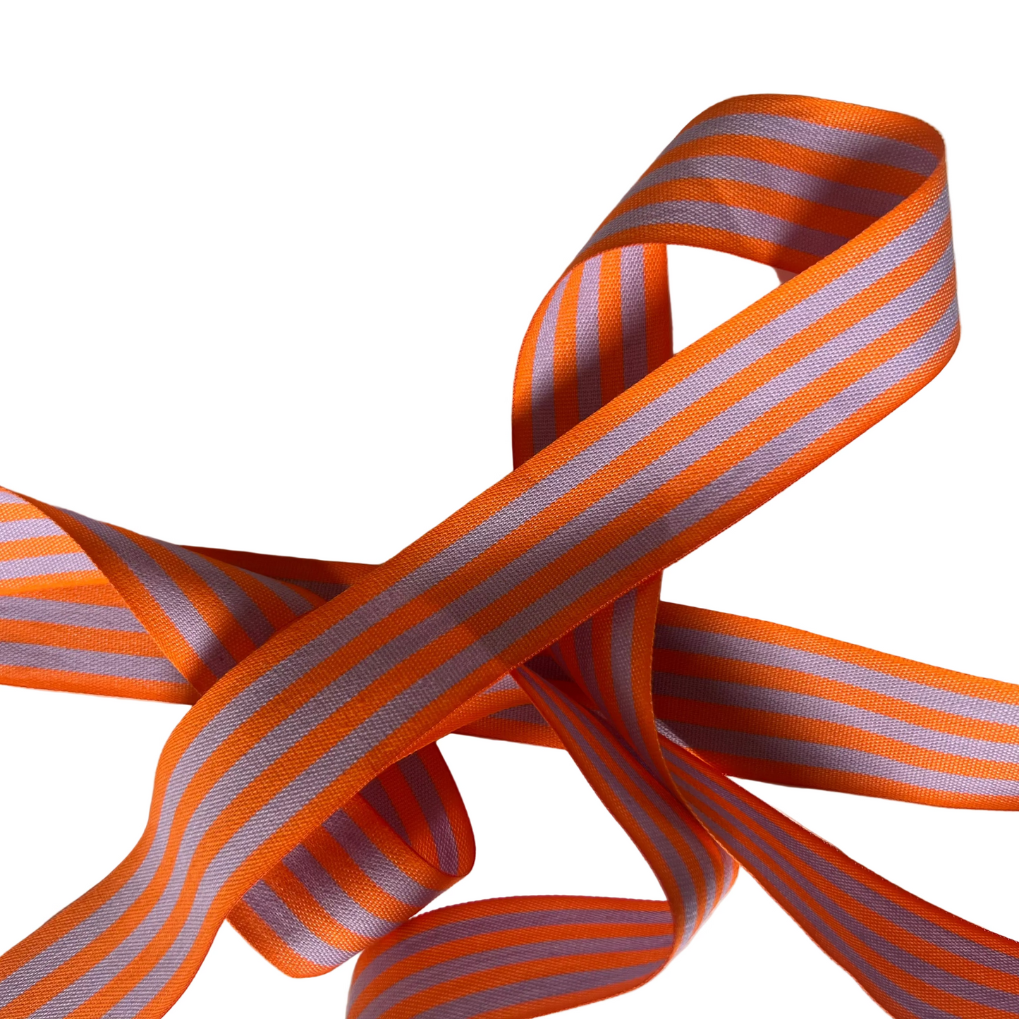 Orange/Lavender Striped Cotton Ribbon 35mm x 5m
