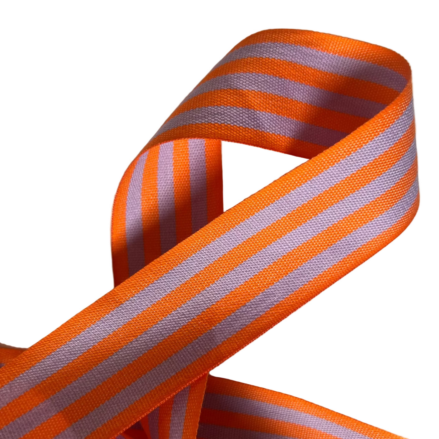 Orange/Lavender Striped Cotton Ribbon 35mm x 5m