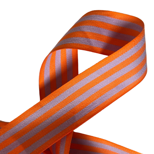 Orange/Lavender Striped Cotton Ribbon 35mm x 5m
