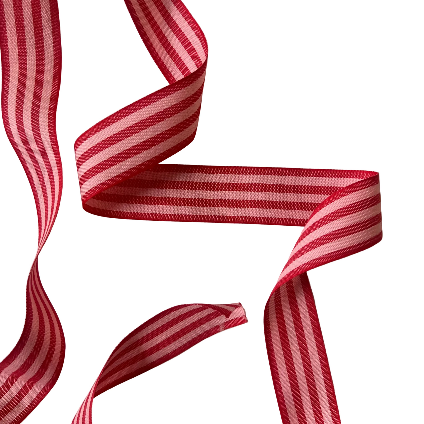 Red/Pink Cotton Striped Ribbon 35mm x 5m
