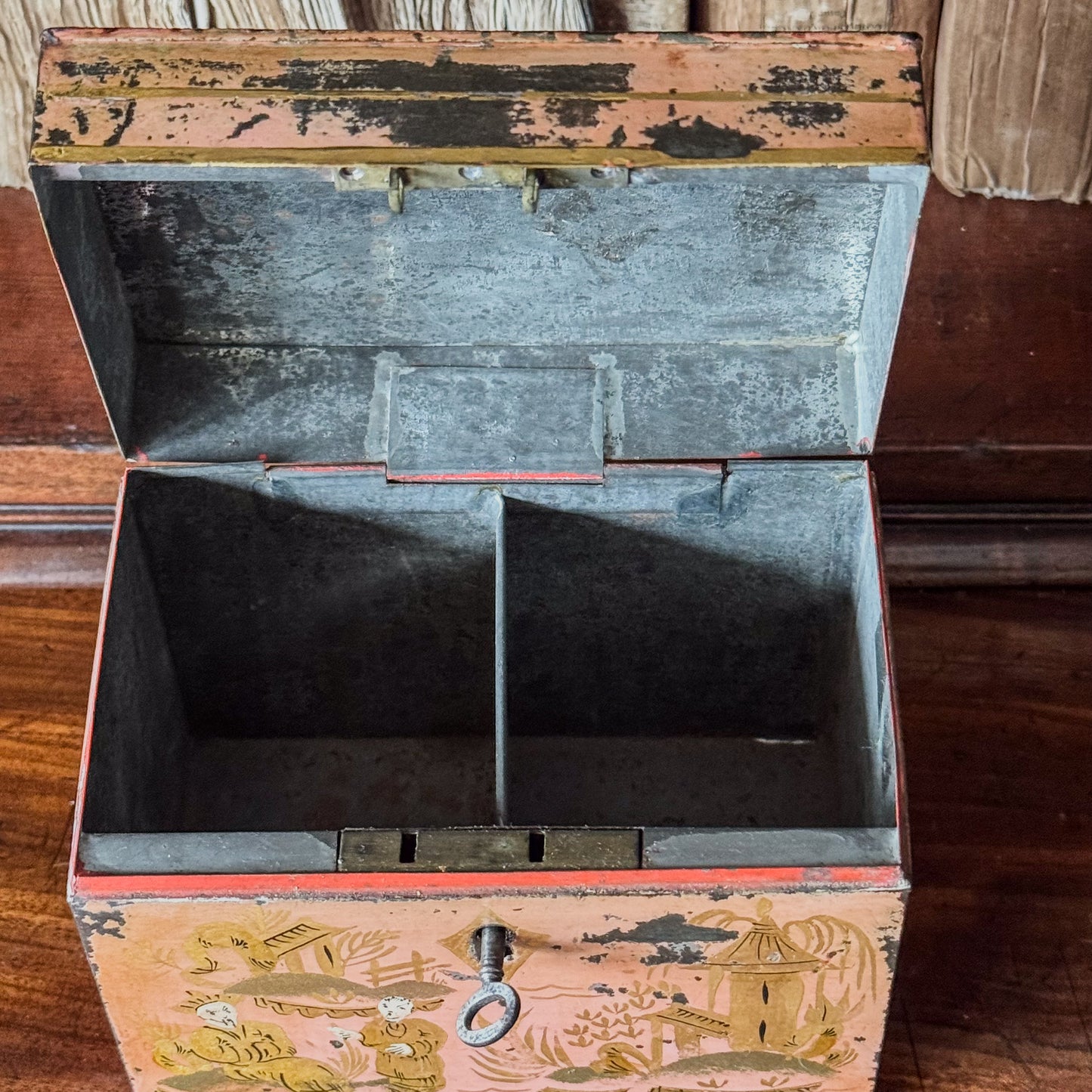 A Regency Toleware Tea Caddy