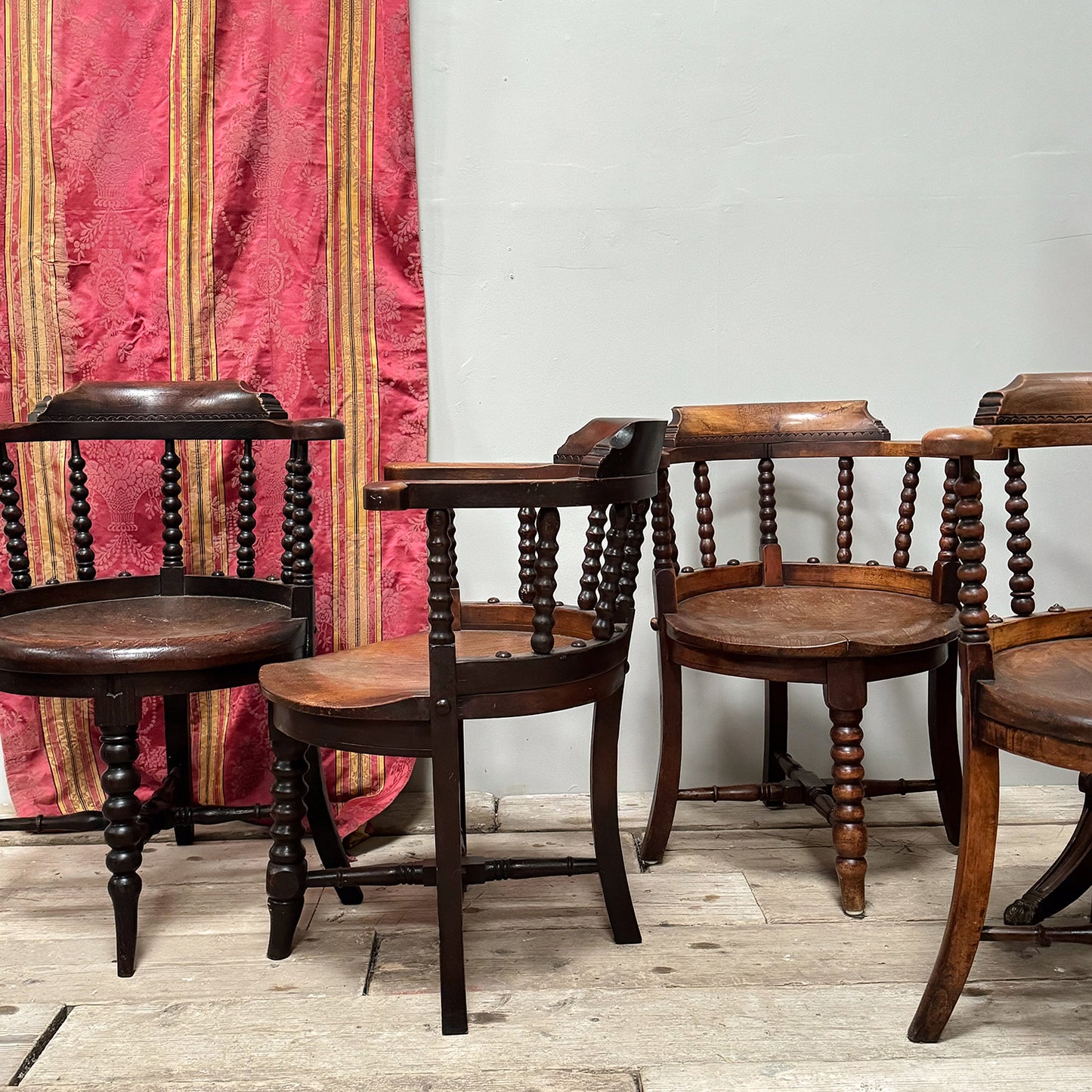 A Set of Four 19th Century Bow Back Bobbin Chairs