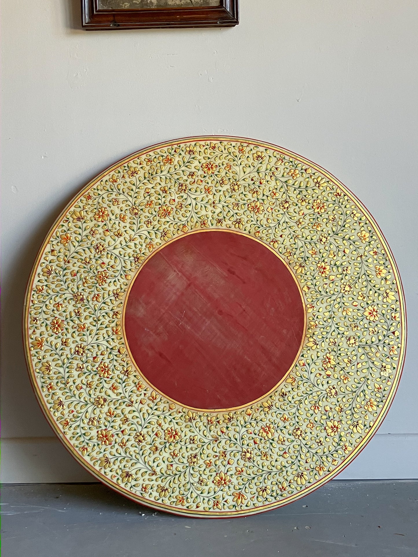 A 20th Century Kashmiri Decorated Stone Top Table