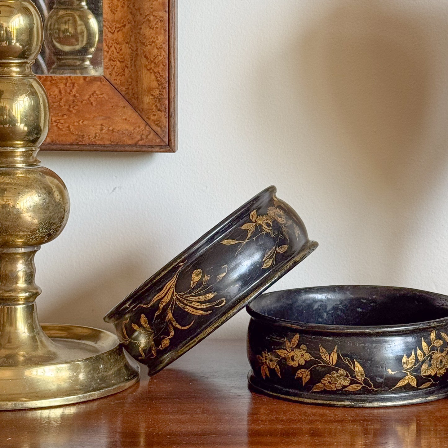 A Pair of Regency Lacquer Wine Coasters