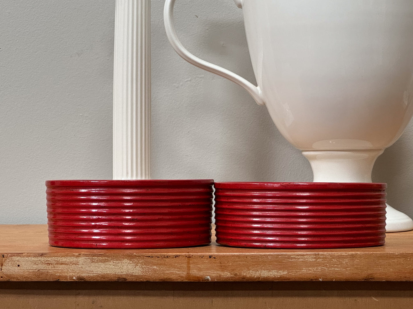 George III Wine Coasters - Red Ribbed