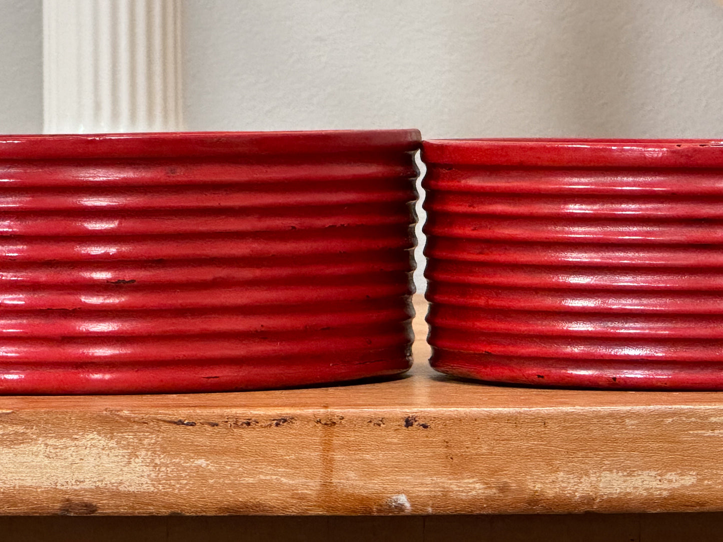 George III Wine Coasters - Red Ribbed