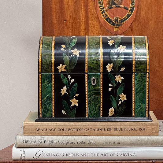 A C19th Faux Malachite Tea Caddy