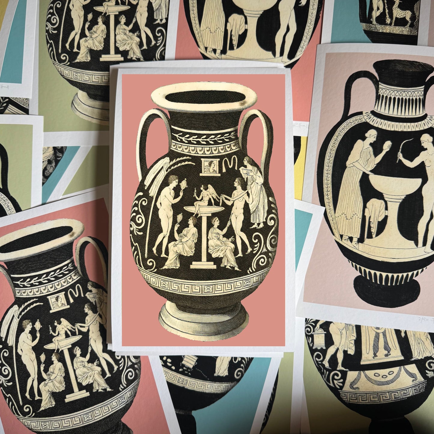 Greek Urn Print - Coral II