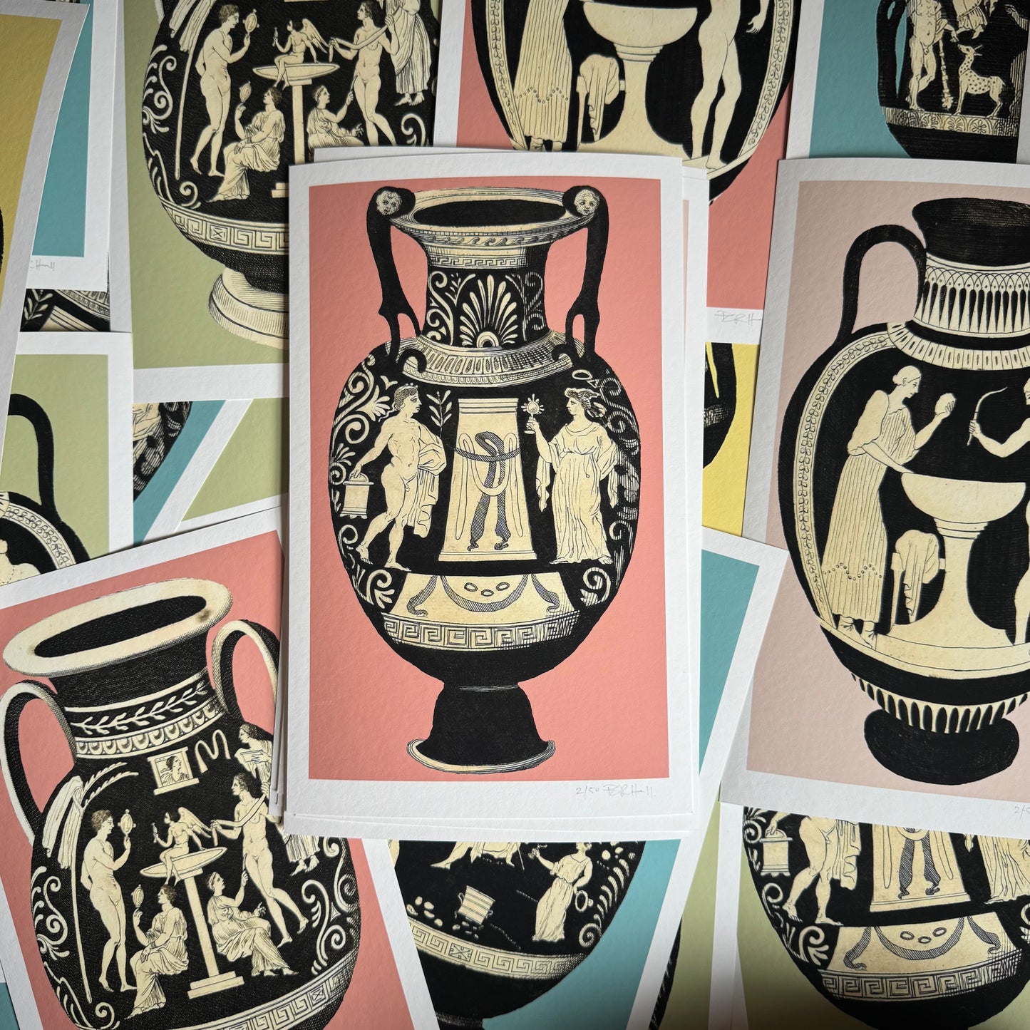 Greek Urn Print - Coral IV