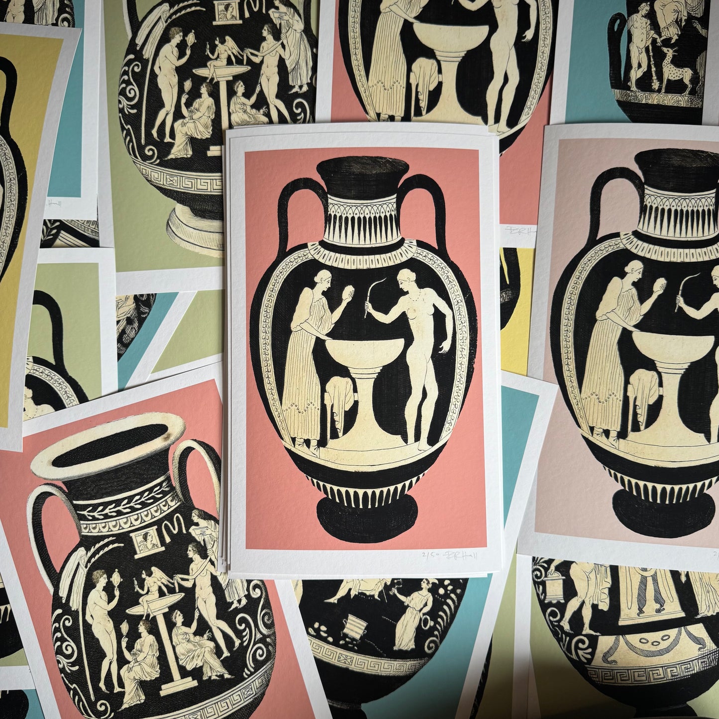 Greek Urn Print - Coral V