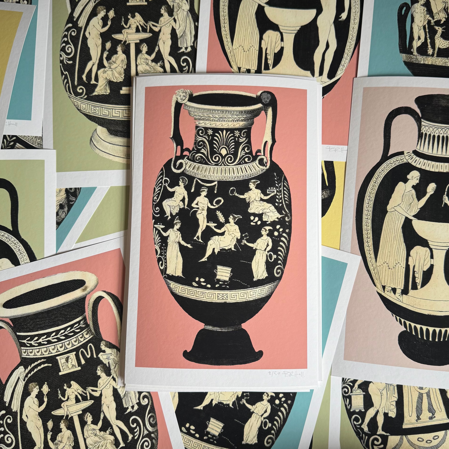 Greek Urn Print - Coral III
