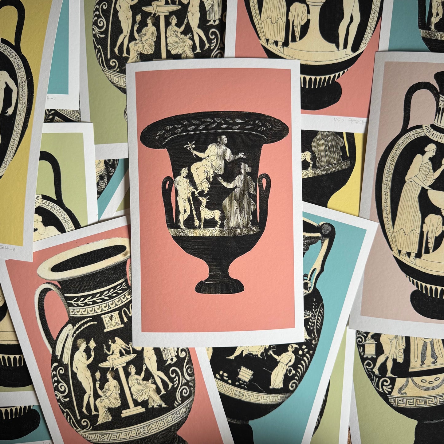 Greek Urn Print - Coral I