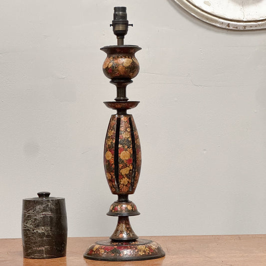 A Late 19th Century Hand Painted Kashmiri Lamp Base