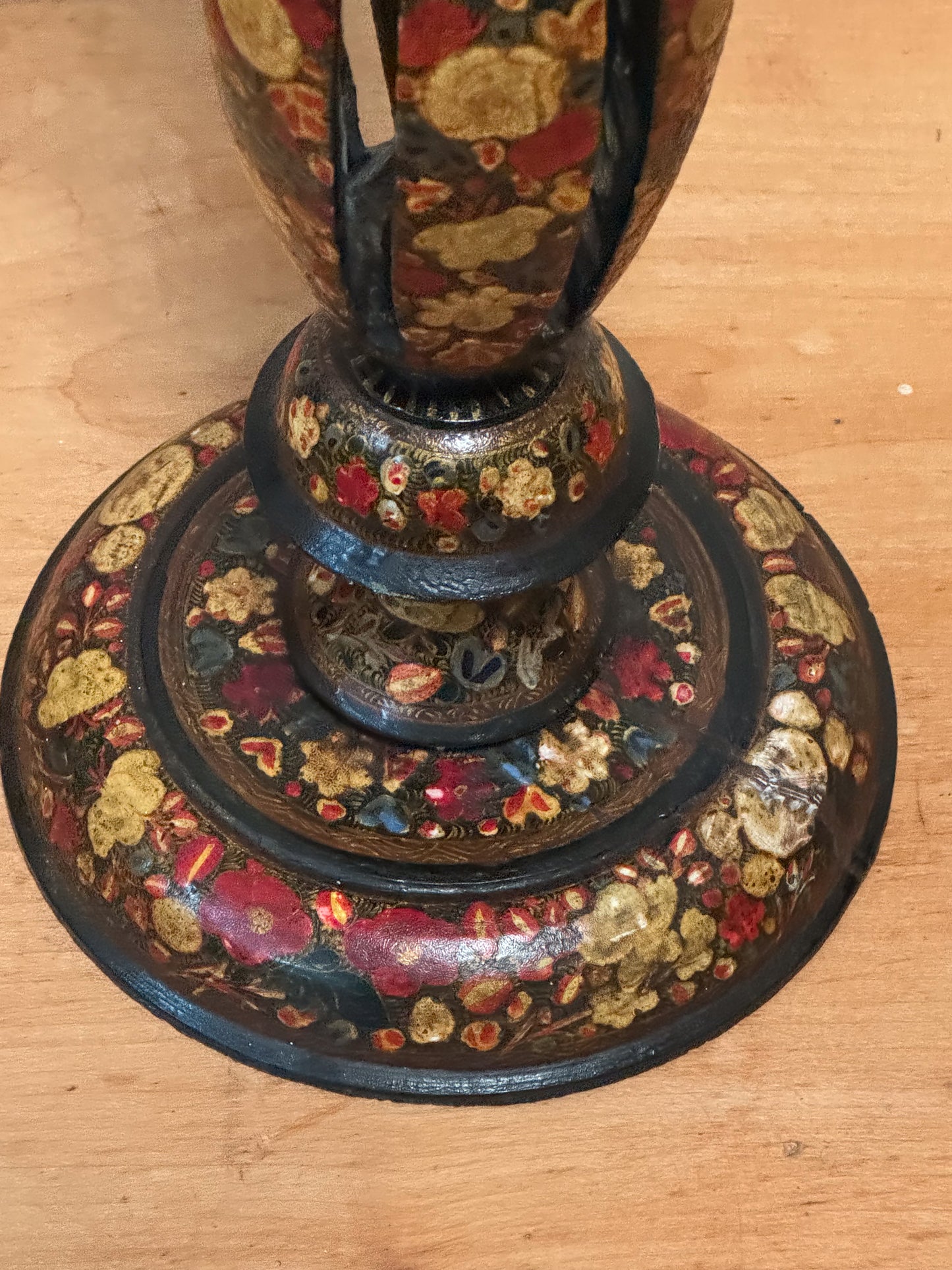 A Late 19th Century Hand Painted Kashmiri Lamp Base