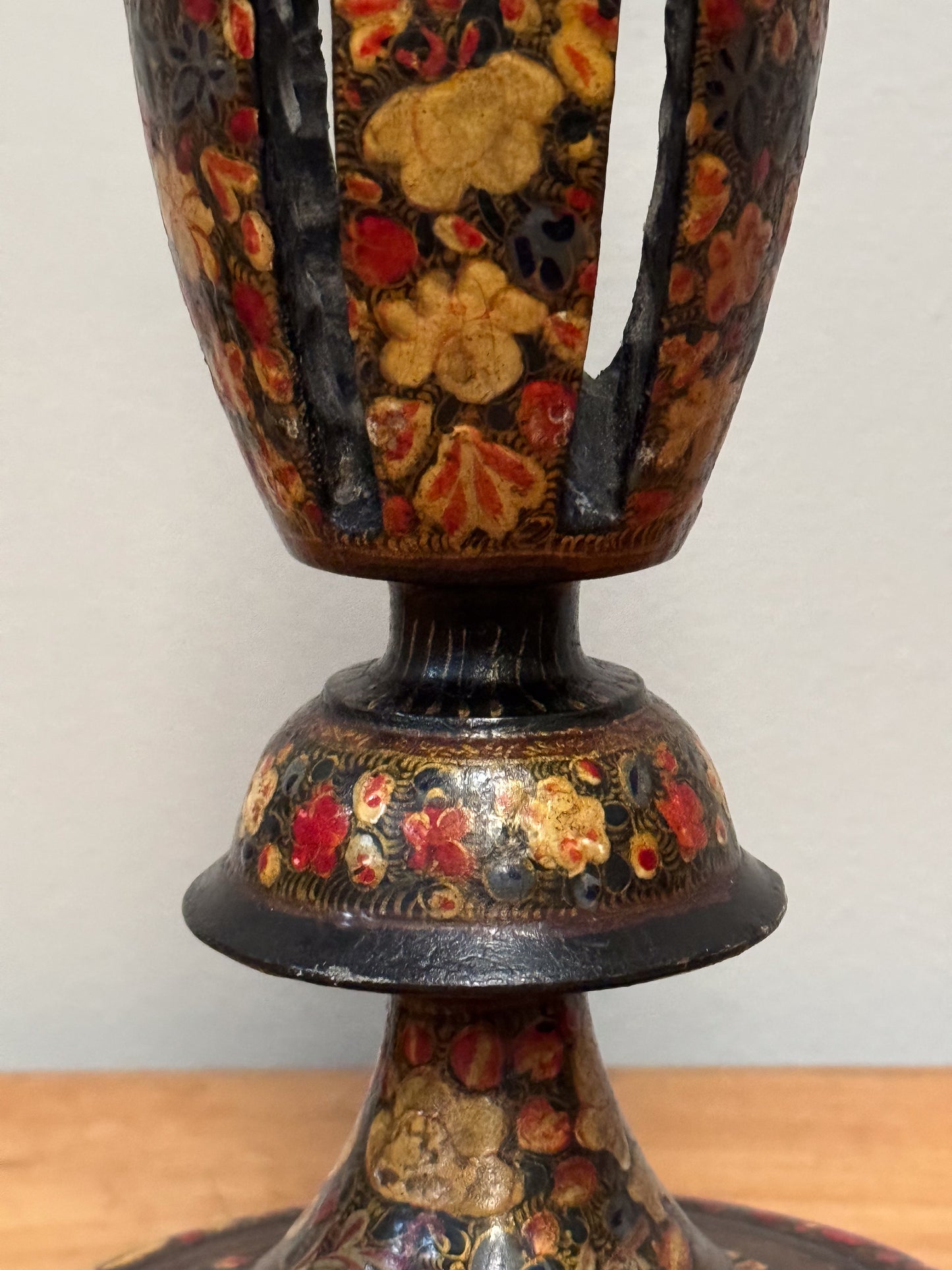 A Late 19th Century Hand Painted Kashmiri Lamp Base