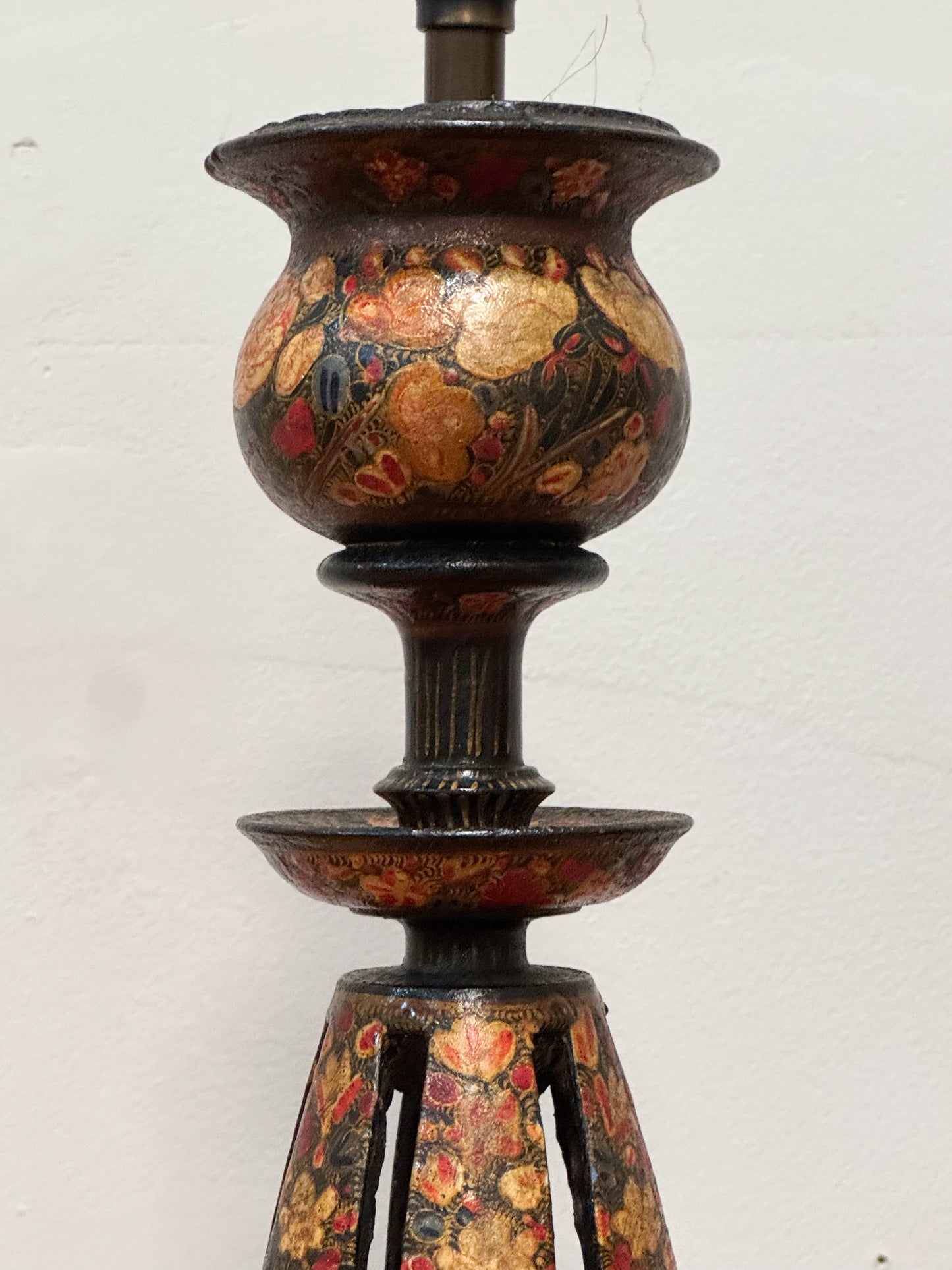 A Late 19th Century Hand Painted Kashmiri Lamp Base