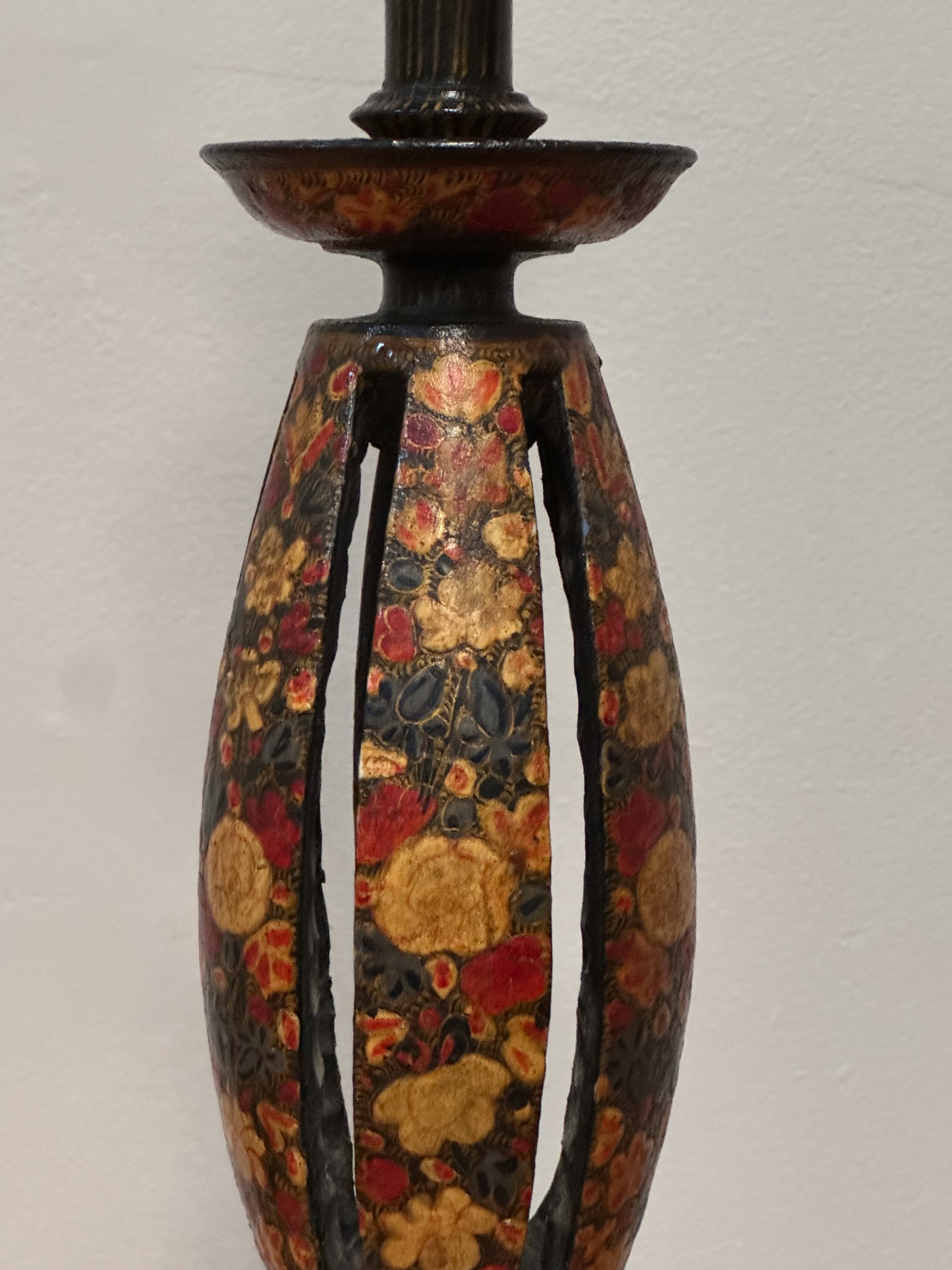 A Late 19th Century Hand Painted Kashmiri Lamp Base