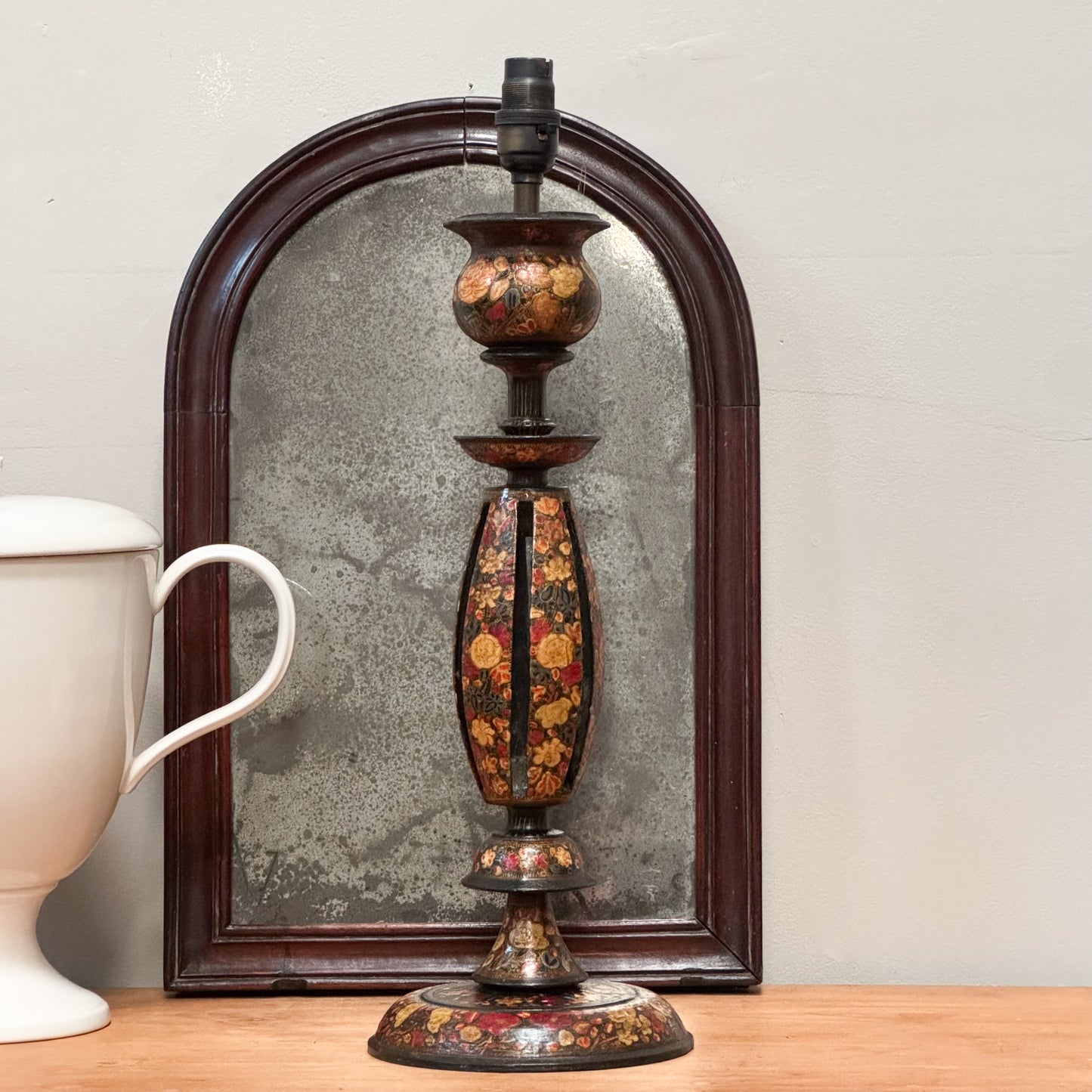 A Late 19th Century Hand Painted Kashmiri Lamp Base