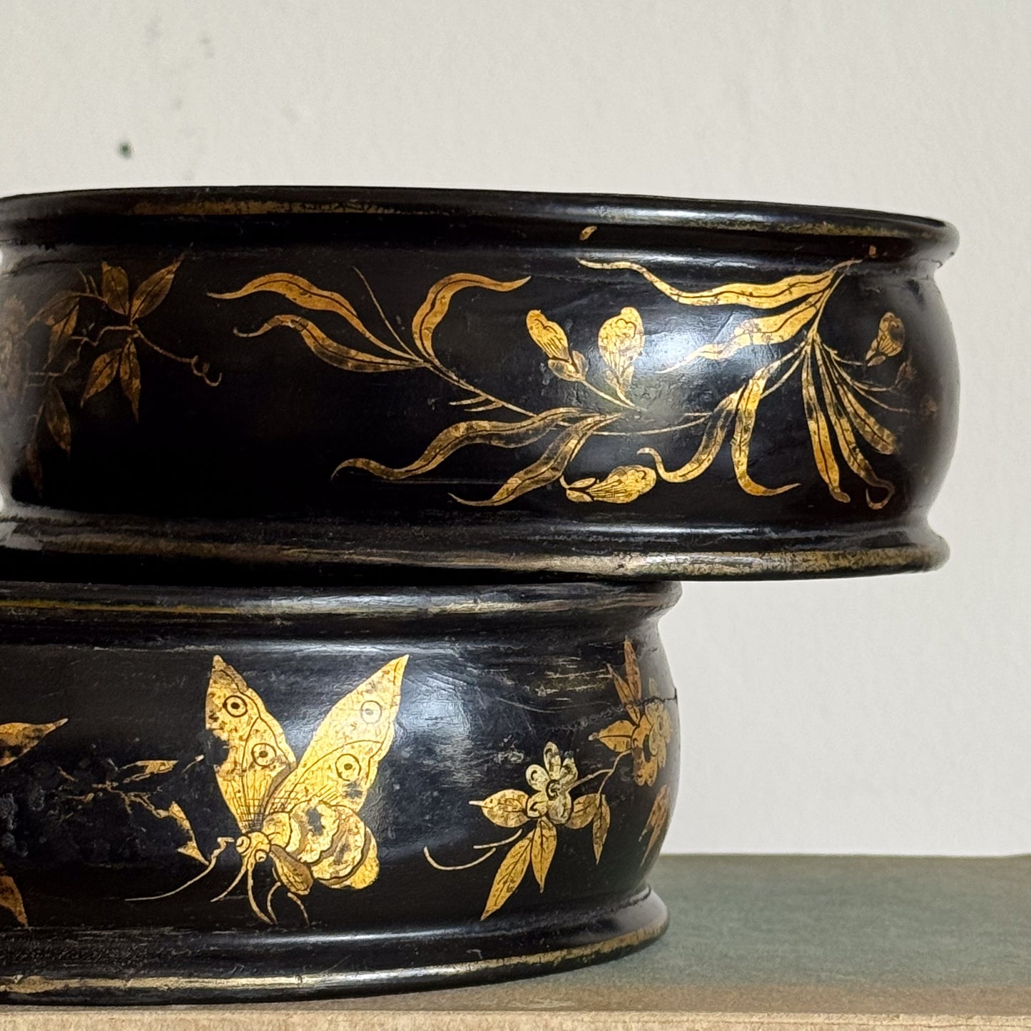 A Pair of Regency Lacquer Wine Coasters