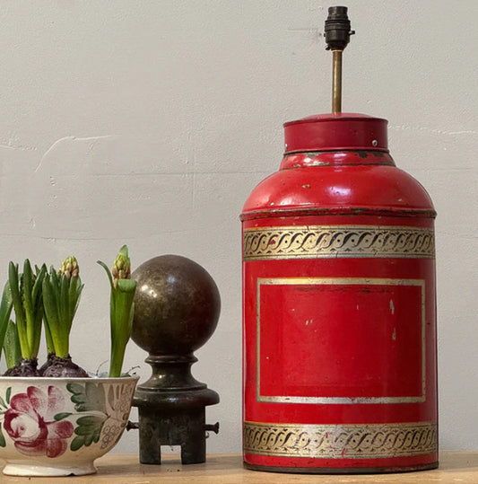 Red Tea Canister Lamp