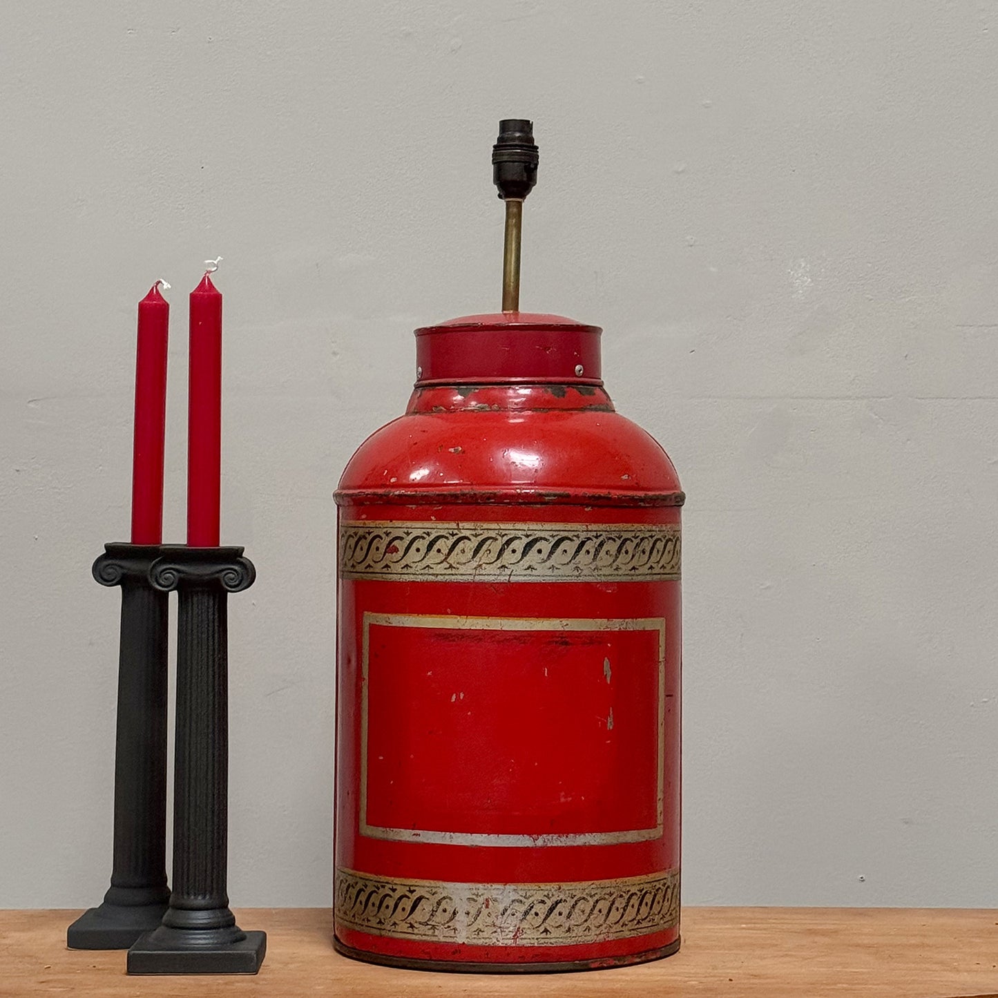 Red Tea Canister Lamp