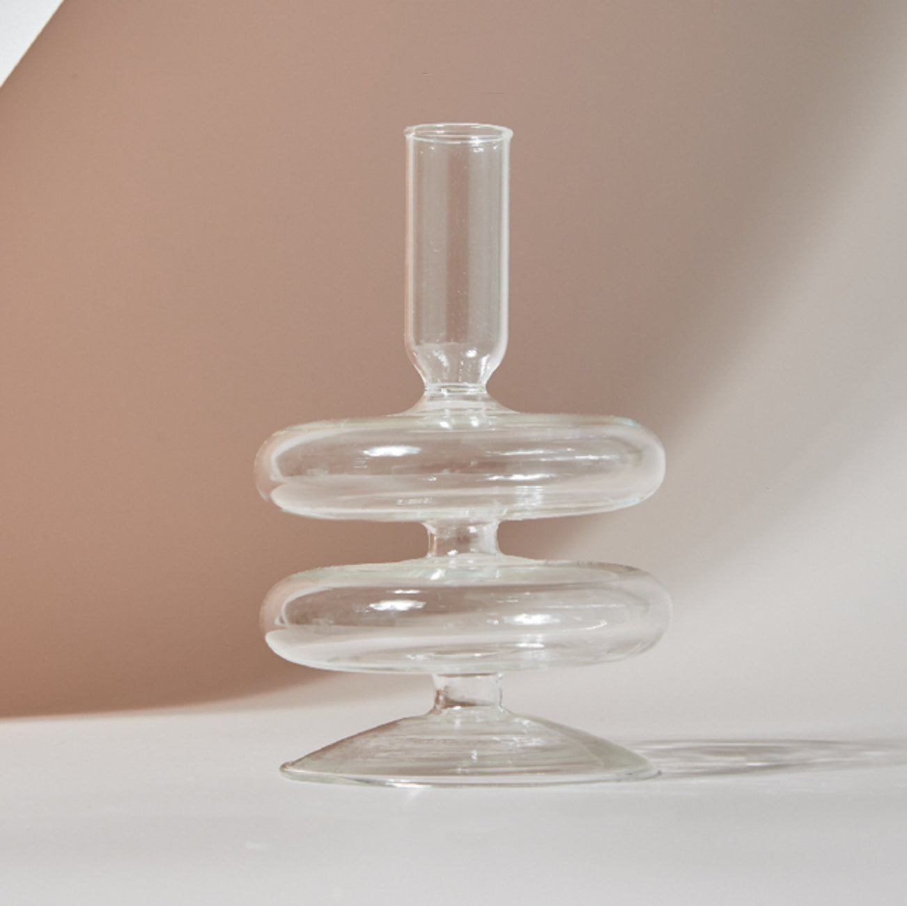 Clear Glass Candle Holder