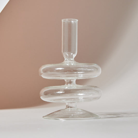 Clear Glass Candle Holder