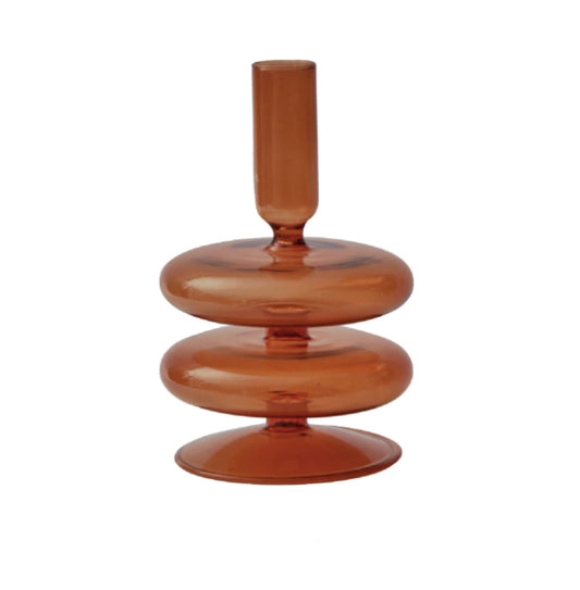 Amber Glass Candlestick