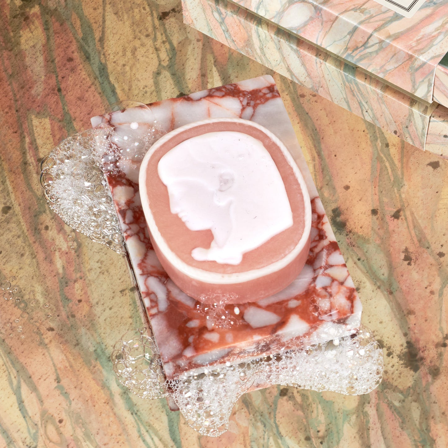 Red & White Marble Soap Dish  - Rectangle