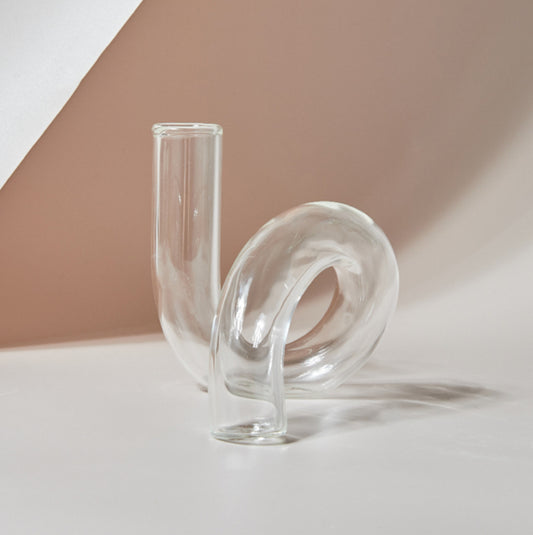 Clear Glass Candle Holder