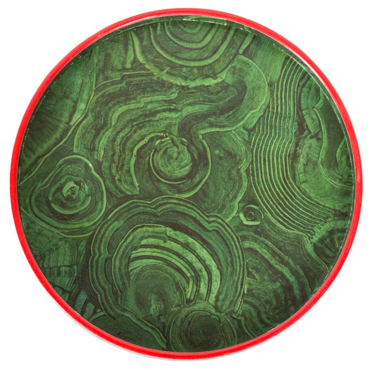 Large Malachite Tray with Atomic Red Border