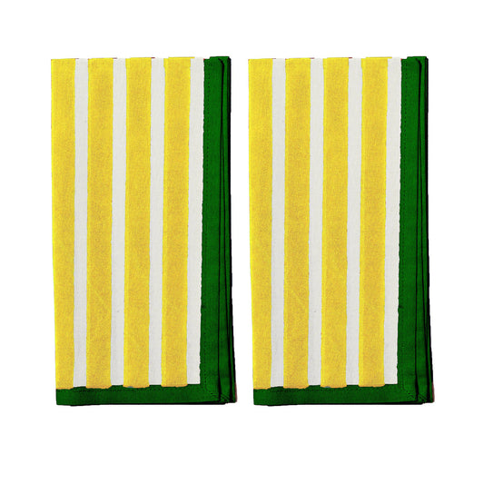 Block Stripes Napkins: Lemon/White