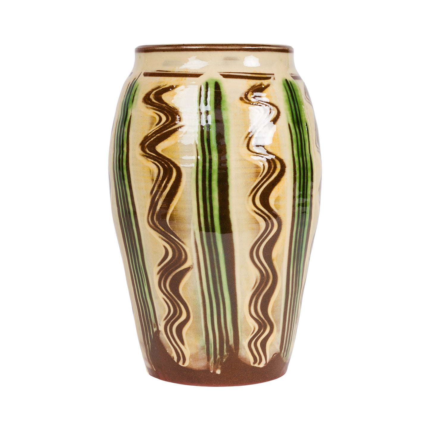 Slipware Vase - Cream/Green